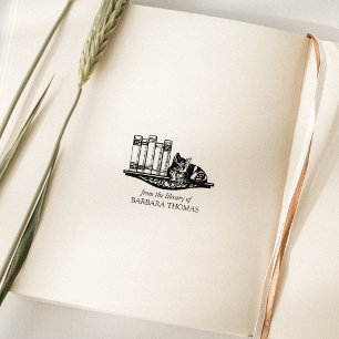 Tampons Encreurs Étagère De Livres Anciens Chat De La Bibliothèque 