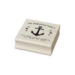 Tampons Encreurs Étoiles de Ancre de bateau Vintage Nom Adresse 2 