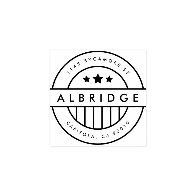 Tampons Encreurs Étoiles et rayures personnalisées Adresse de retou (Impression)