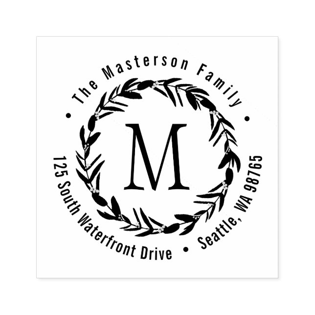 Tampons Encreurs Eucalyptus Wreath Monogramme Famille Adresse de re (Impression)