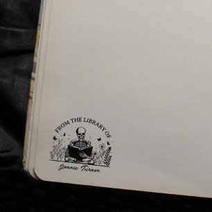 Tampons Encreurs Ex-libris de crâne floral moderne de la bibliothèq