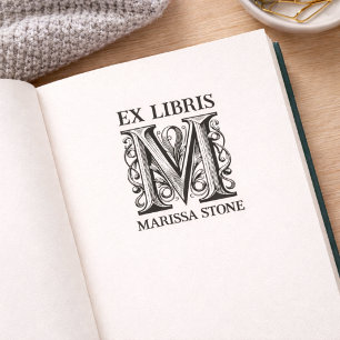 Tampons Encreurs Ex Libris de lettre M monogramme orné vintage
