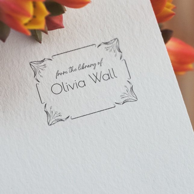 Tampons Encreurs Ex Libris de livre ancien à cadre floral Bookplate (Créateur téléchargé)