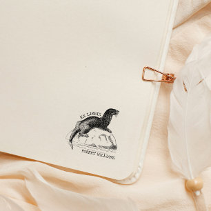 Tampons Encreurs Ex Libris de livre de loutre de mer vintage mignon