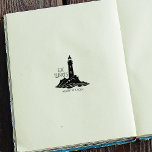 Tampons Encreurs Ex Libris de phare moderne personnalisé<br><div class="desc">Ce tampon en caoutchouc "Ex Libris" représente un phare avec un nom personnalisé.</div>