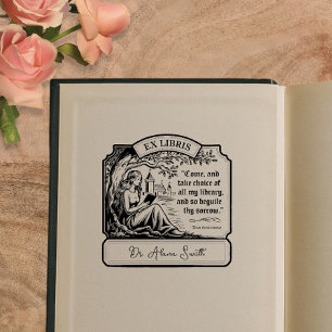 Tampons Encreurs Ex Libris Femme lisant Château Shakespeare