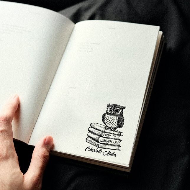 Tampons Encreurs Ex Libris Hibou Personnalisé  (Créateur téléchargé)