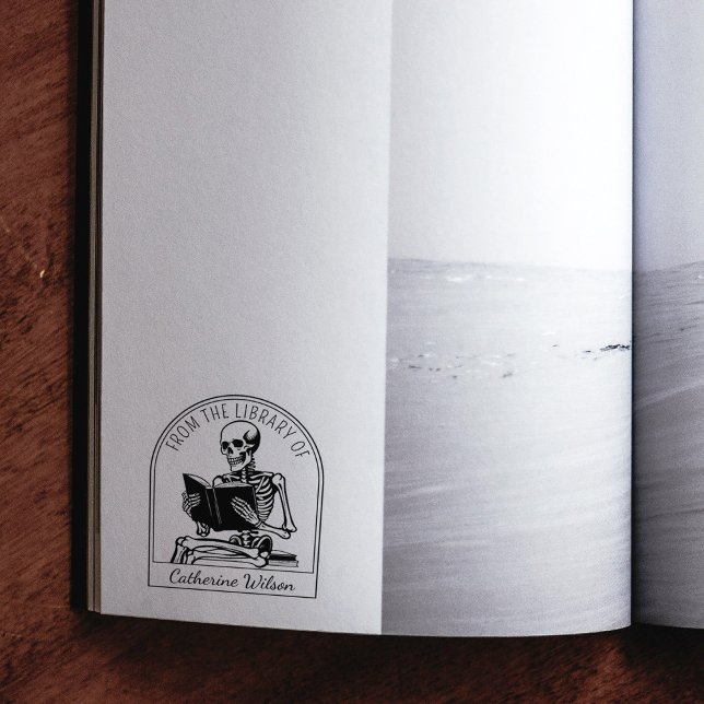 Tampons Encreurs Ex-libris moderne de crâne lisant un livre (Créateur téléchargé)