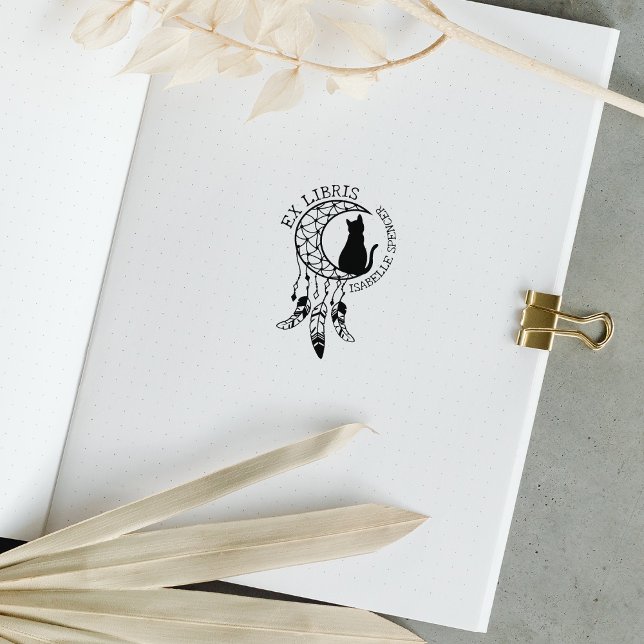 Tampons Encreurs Ex Libris Mystic Chat, Moon Dream Catcher Book (Créateur téléchargé)