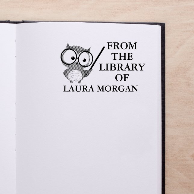 Tampons Encreurs Ex Libris Nom personnalisé Planche de dédicace Cho (From The Library Of Cute Owl Stamp)