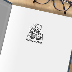 Tampons Encreurs Ex-libris personnalisé avec un chat mignon sur une
