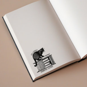 Tampons Encreurs Ex Libris personnalisé, livre de chat vintage