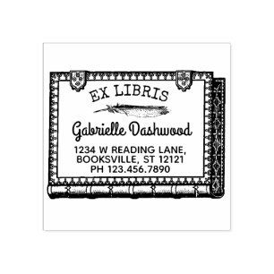 Tampons Encreurs Ex Libris Plaque Vintage Livre et Nom de la plume