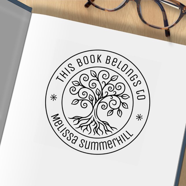 Tampons Encreurs Ex-libris rond en forme d'arbre (Créateur téléchargé)