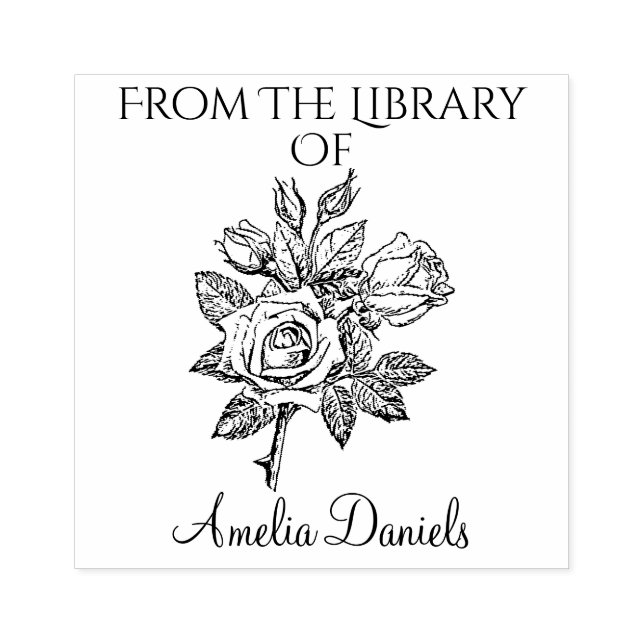Tampons Encreurs Ex-libris Rose Vintage Bookplate  (Impression)
