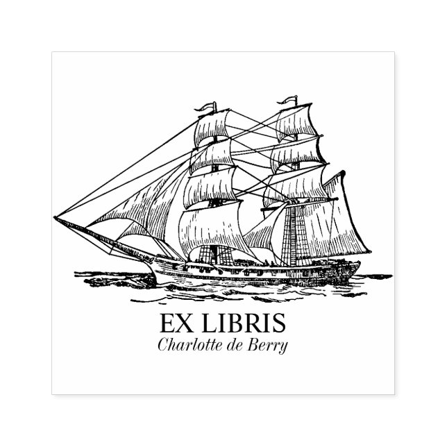 Tampons Encreurs Ex Libris - Voilier (Brig) (Impression)