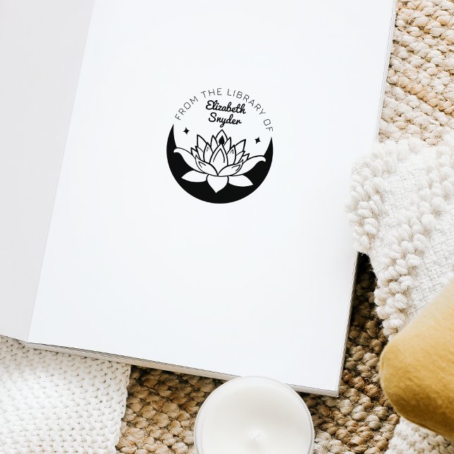 Tampons Encreurs Ex Libris Zen Lotus Moon Livre (Créateur téléchargé)