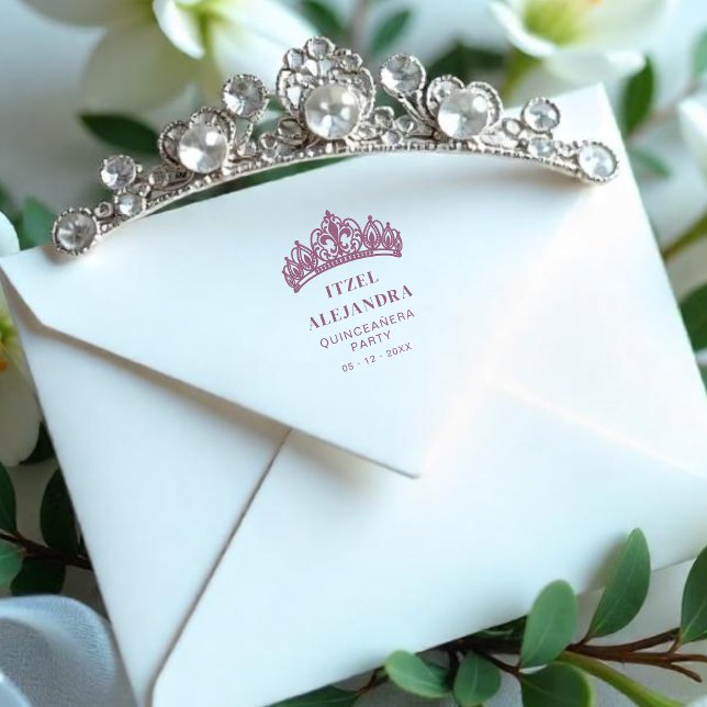 Tampons Encreurs Exquisite Lys Flower Tiara Quinceañera Party  (Exquisite Lys Flower Quinceañera Tiara Party Rubber Stamp Design.)