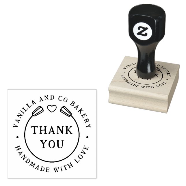 Tampons Encreurs Fabriqué à la main avec amour Merci coeur Boulange (Tamponné)
