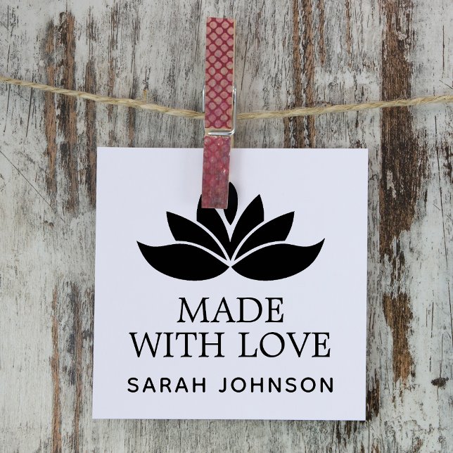 Tampons Encreurs Fabriqué Avec Amour Fleur Lotus Personnalisé (Made With Love Lotus Flower Personalized Rubber Stamp)
