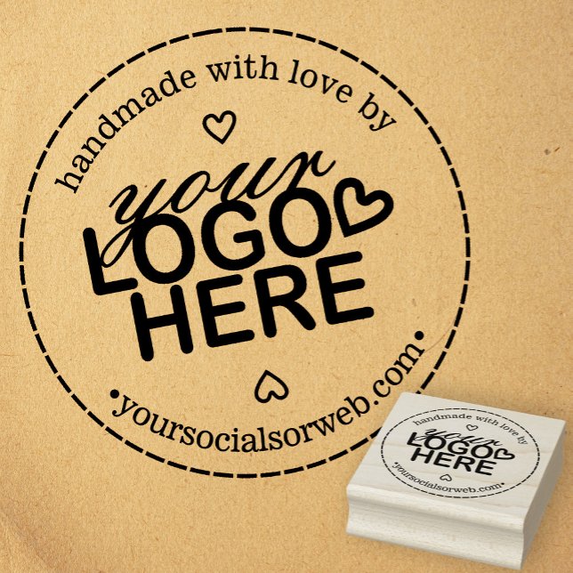 Tampons Encreurs Fait à la main avec Love Logo Rustique (Handmade with Love Custom Logo Rustic Modern Rubber Stamp)