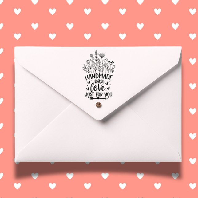 Tampons Encreurs Faite à la main avec Fleur sauvage d'amour (Add a heartfelt touch to your crafts with our Hand Made with Love Wildflower Rubber Stamp.)