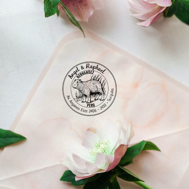 Tampons Encreurs Famille d'adresses de retour Capybara (Créateur téléchargé)