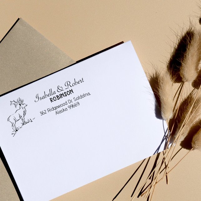 Tampons Encreurs Famille d'adresses de retour de cerfs (Créateur téléchargé)