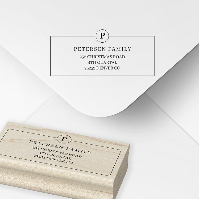 Tampons Encreurs Famille d'adresses de retour monogrammée moderne (Créateur téléchargé)