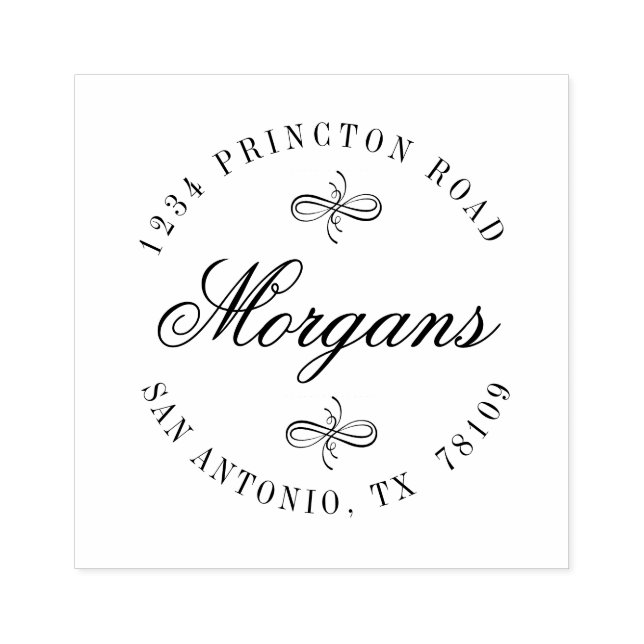 Tampons Encreurs Famille Elegant Swirl Adresse de retour Timbre (Impression)