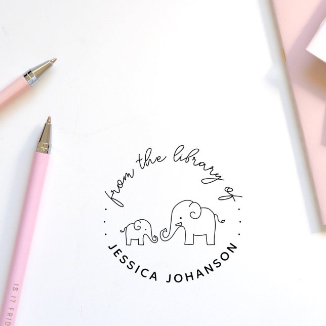 Tampons Encreurs Famille Eléphante Mignonne De L'Bibliothèque Du Li (Créateur téléchargé)