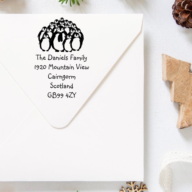 Tampons Encreurs Famille Penguin Cute Nouveau Timbre Adresse (Créateur téléchargé)