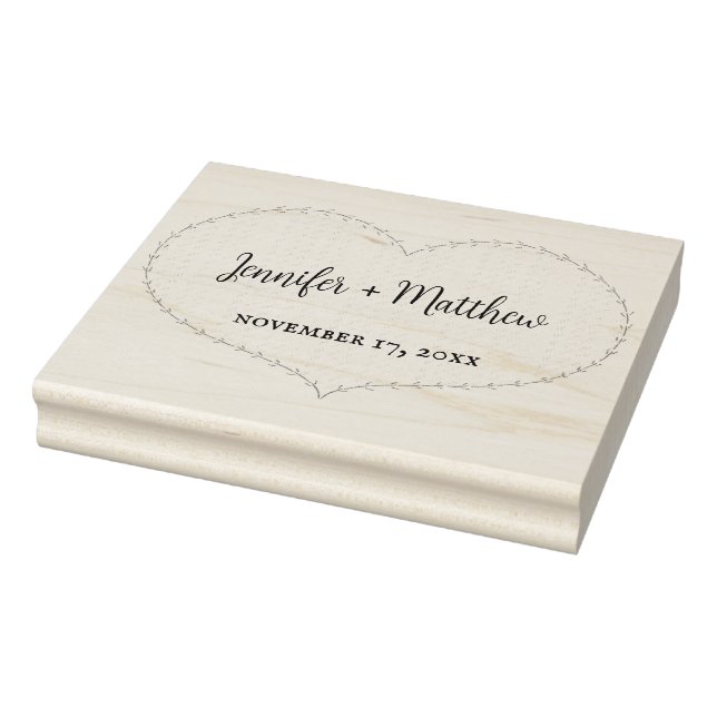 Tampons Encreurs Faux Stitted Boho Heart Mariage personnalisé (Tampon)