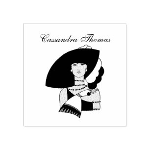 Tampons Encreurs Femme Art Déco vintage portant des gants Casquette