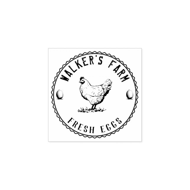 Tampons Encreurs Ferme Hen | Timbre en caoutchouc d'oeuf personnali (Impression)