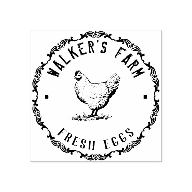 Tampons Encreurs Ferme Hen | Timbre en caoutchouc d'oeuf personnali (Impression)