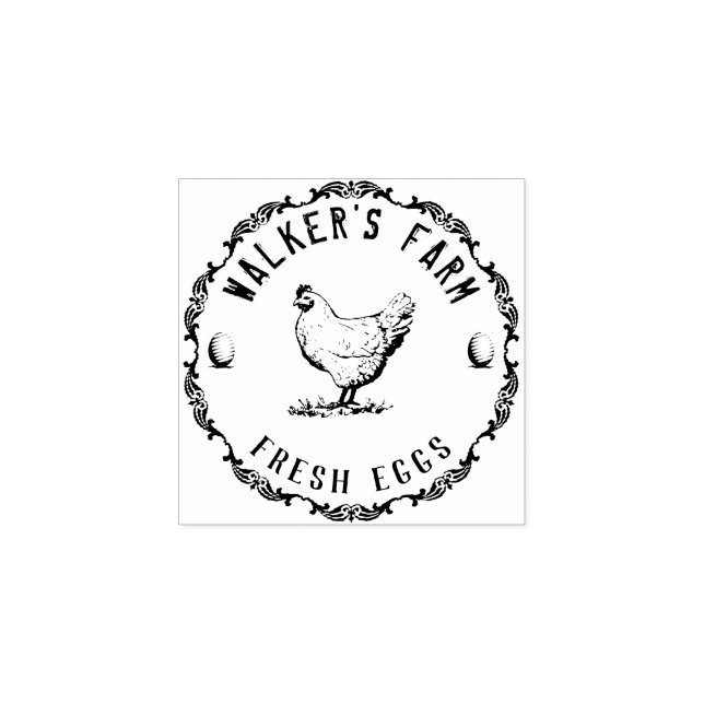 Tampons Encreurs Ferme Hen | Timbre en caoutchouc d'oeuf personnali (Impression)