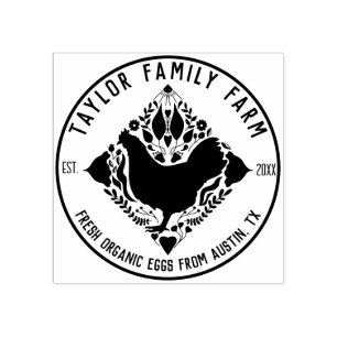 Tampons Encreurs Ferme Oeufs Famille Ferme Rustique Poulet Rond Ron