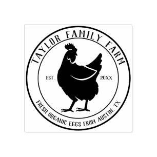 Tampons Encreurs Ferme Oeufs Famille Ferme Vintage Poulet rond
