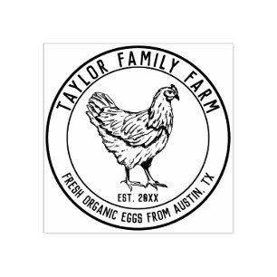 Tampons Encreurs Ferme Oeufs Famille Ferme Vintage Poulet rond