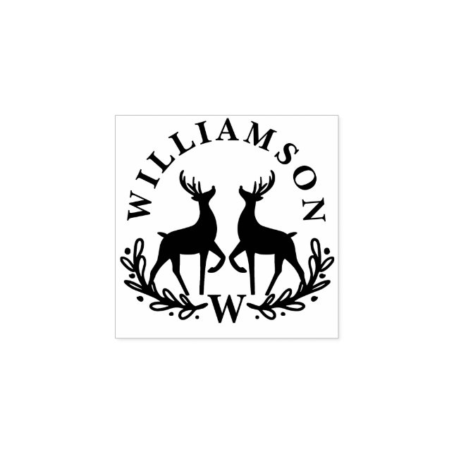 Tampons Encreurs Festif Reindeer Laurel Wreath Family Monogramme (Impression)