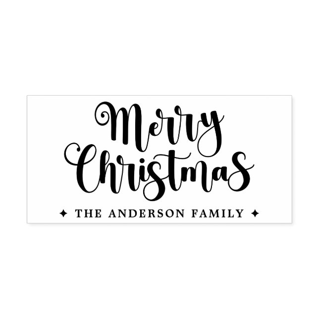 Tampons Encreurs Festive script Merry Christmas custom name (Impression)