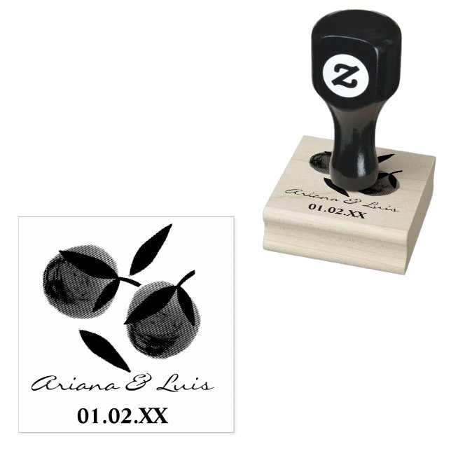 Tampons Encreurs Fête de mariage Orange Citron Dessin à la main  (Tamponné)