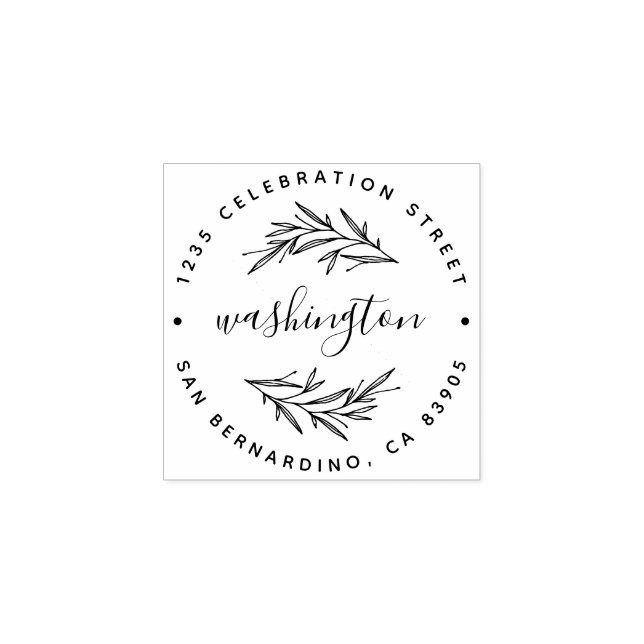 Tampons Encreurs Feuille & Script Nom de famille personnalisé Adres (Impression)