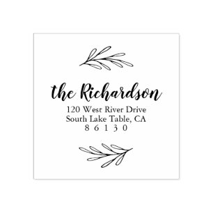 Tampons Encreurs Feuilles botaniques Adresse de retour Auto-encrage