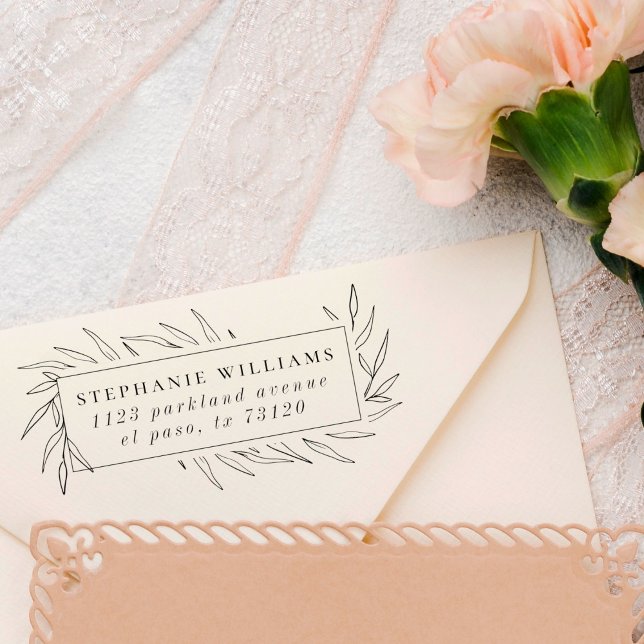 Tampons Encreurs Feuilles botaniques branchés Nom du cadre Adresse  (Créateur téléchargé)