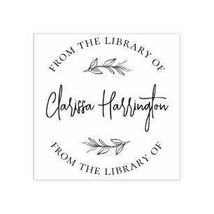 Tampons Encreurs Feuilles Botaniques Chic Personnalisé De La Biblio