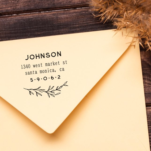 Tampons Encreurs Feuilles botaniques dessinés à la main Adresse de  (Créateur téléchargé)