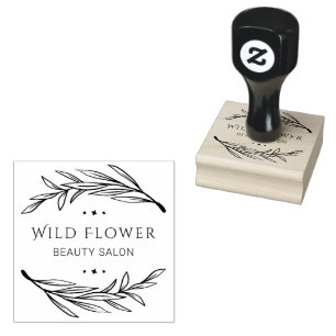 Tampons Encreurs Feuilles botaniques noirs Custom Beauty Salon Logo