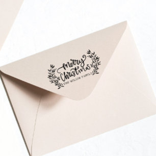 Tampons Encreurs Feuilles de calligraphie de Noël Nom de famille